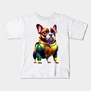 Frenchie in Oceanic Heroic Attire Version 2 Kids T-Shirt